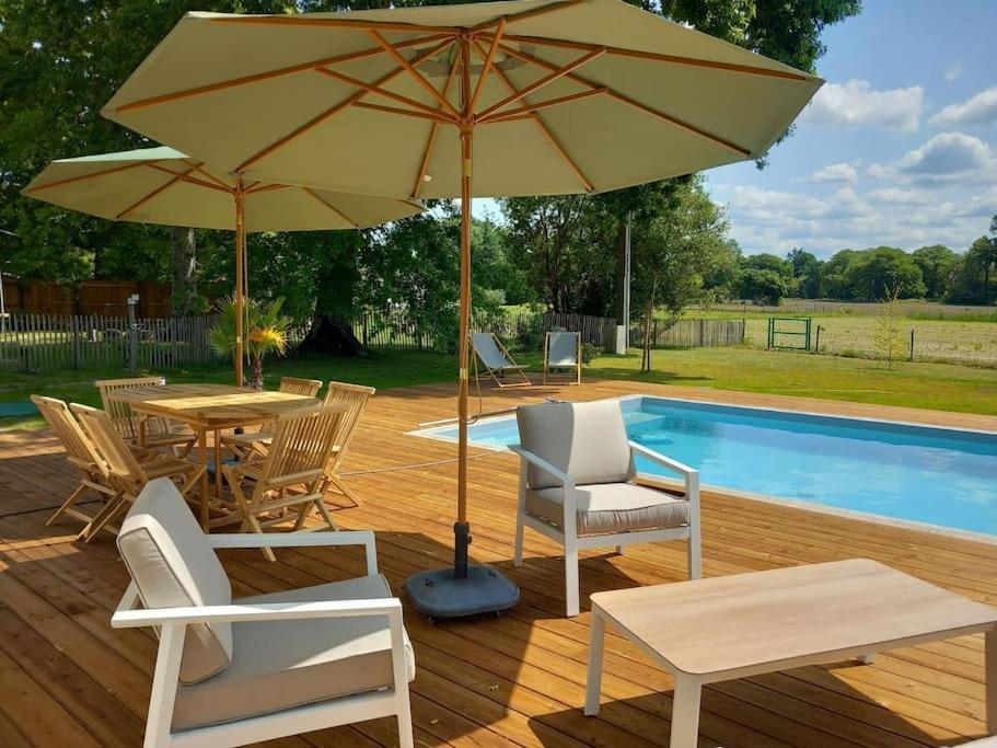 סן-ז'וליין-אן-בורן Maison Neuve Avec Piscine Chauffee, 4 Kms De Contis Plage מראה חיצוני תמונה